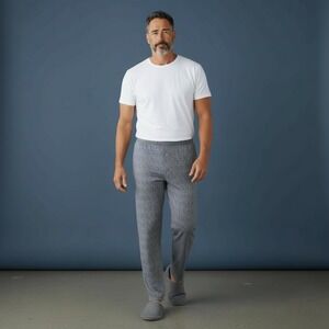 BRONZINI Men Gray Herringbone Pattern Pajama Lounge Pants Size S